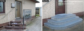 Neugestaltung einer runden Hauseingangstreppe aus Granit, Niedersachsen