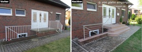 Neugestaltung Hauseingang mit runder Eingangstreppe aus Granit, Apensen, Landkreis Stade, Niedersachsen